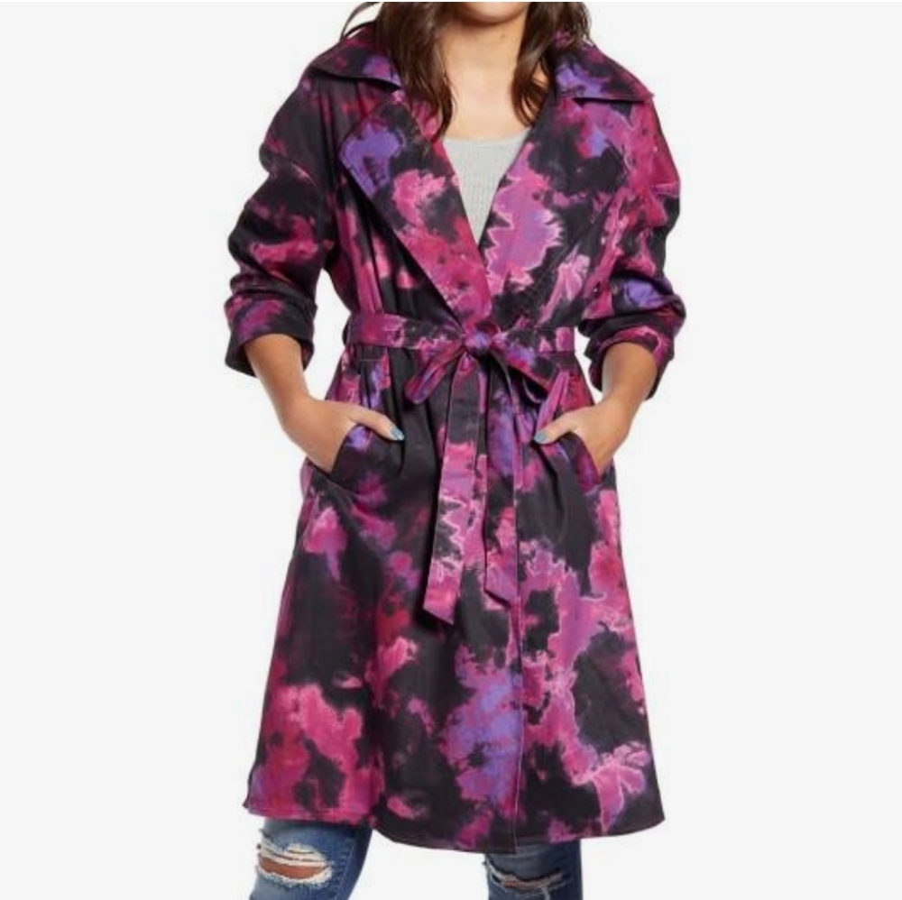 Tinsel Purple Tie Dye Trench Coat Size
M NWT
